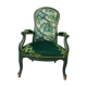 Fauteuil Louis XV en velours brodé et jungle, rénové