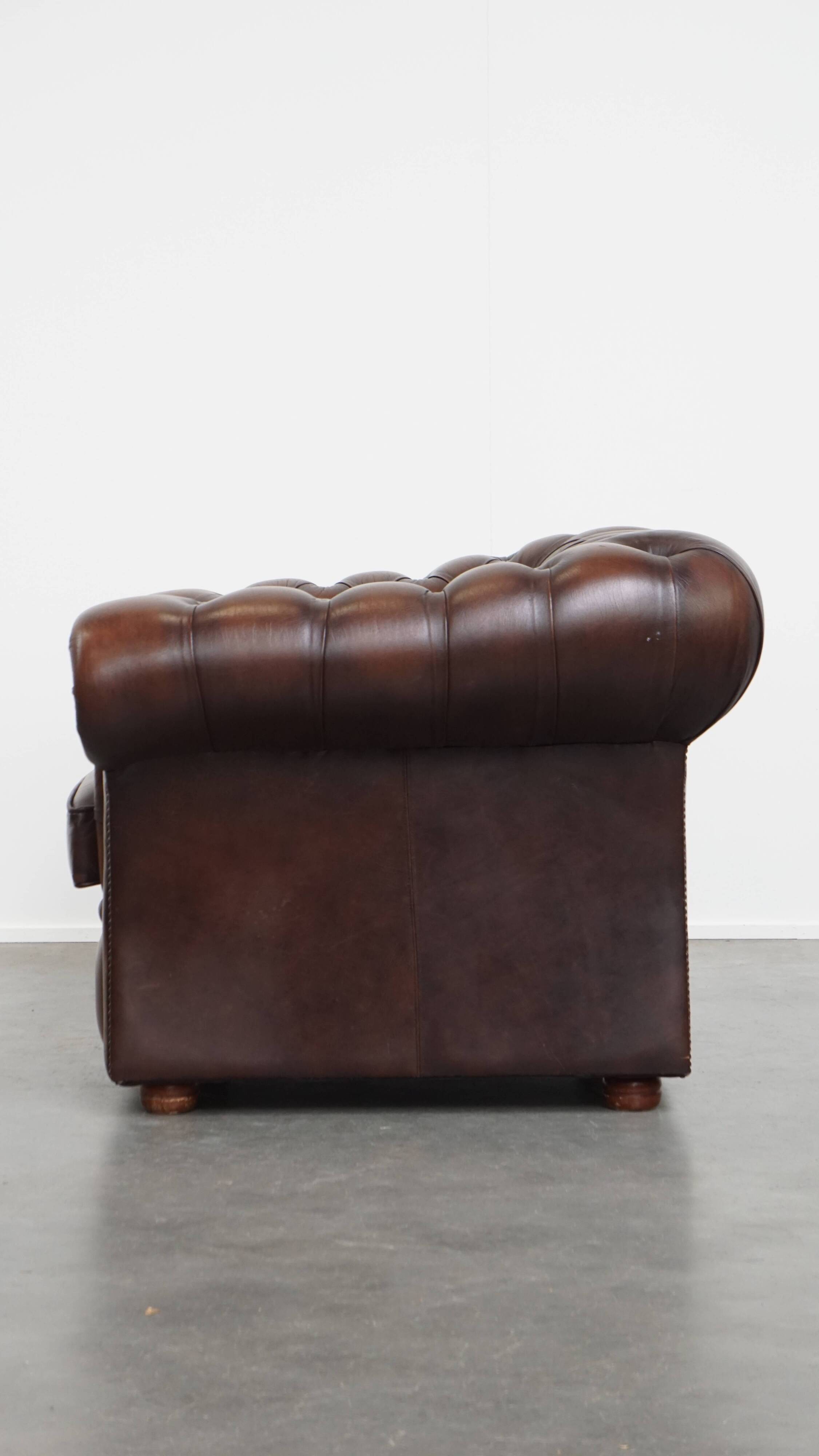 English style cowhide Chesterfield club chair