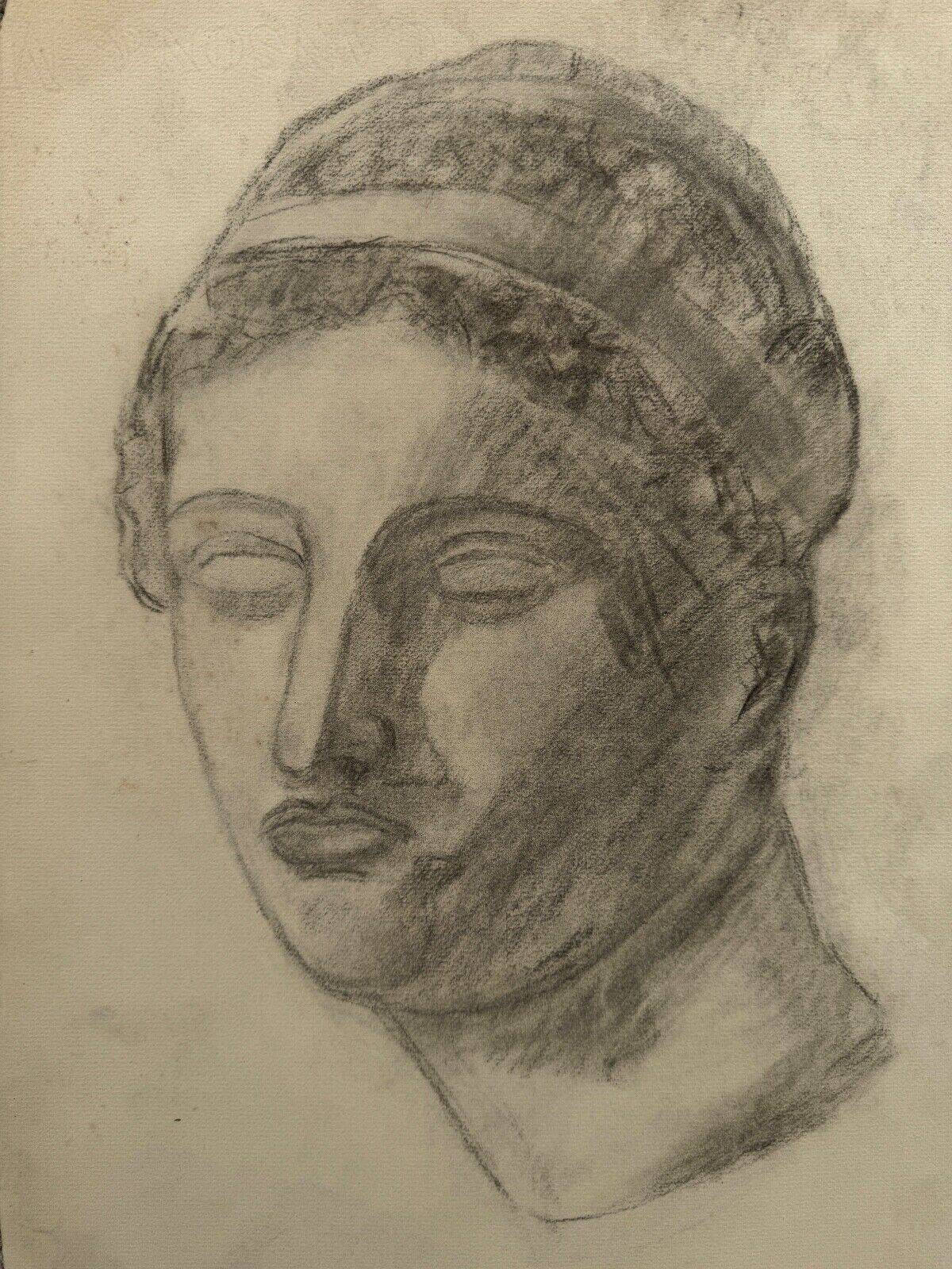 Antique academic drawing by Berger dit Lheureux Biloul charcoal 20th century
