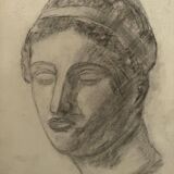 Antique academic drawing by Berger dit Lheureux Biloul charcoal 20th century