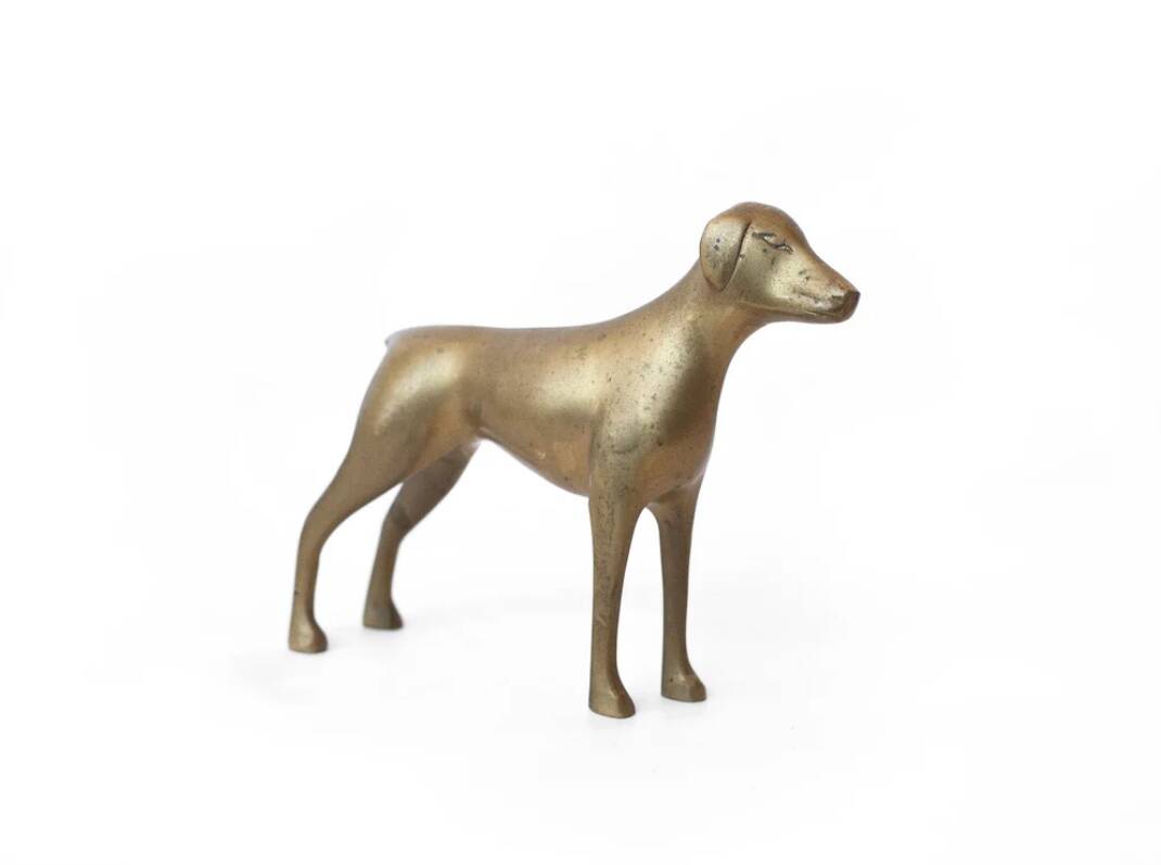 Vintage statue, brass animals, brass dog, brass figurine, interior decoration