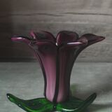 Blown glass flower candle holder