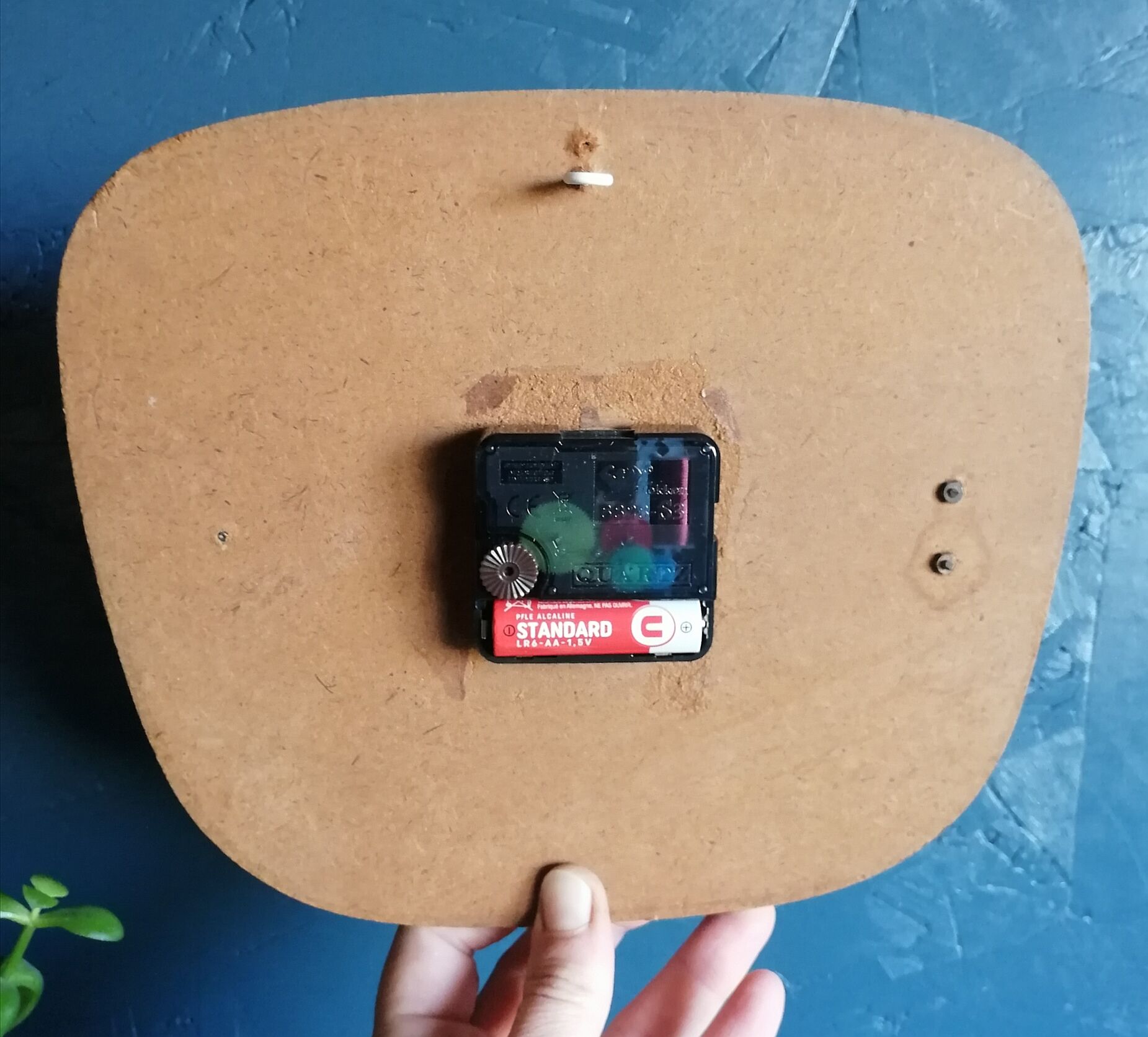 Vintage formica clock silent wall clock "Hangarter wood gray beige"