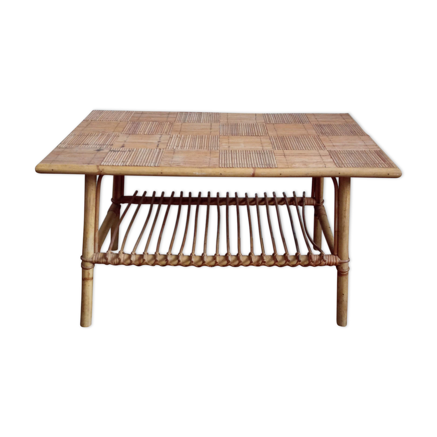 Table basse en rotin vintage