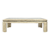 Table basse rectangulaire en marqueterie de pierre et verre, 1980s