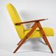 Fauteuil vintage original restauré des années 60, jaune, teck