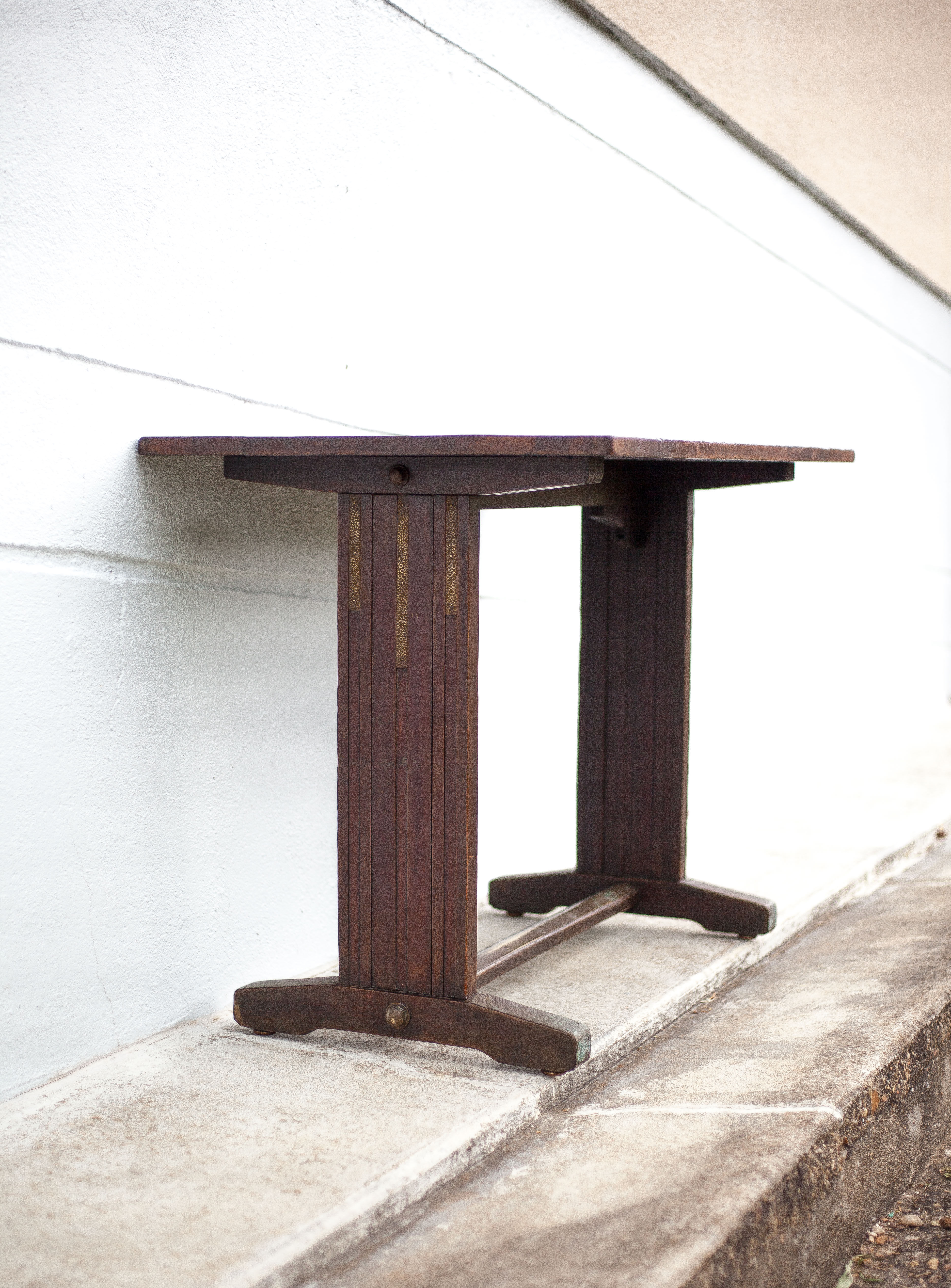 Art deco bistro table, wood and brass bistro table, wood table, art deco, kitchen, 30's