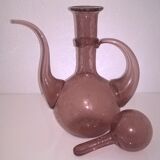 Carafe de verre bullé signé, Biot