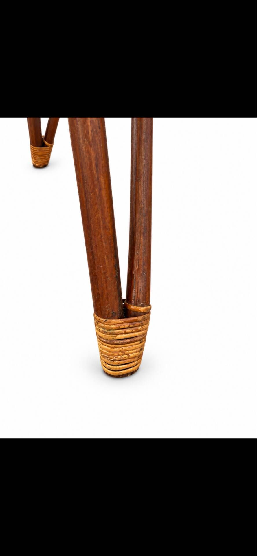 Vintage table in curved rattan and bamboo – 1960s-1970s