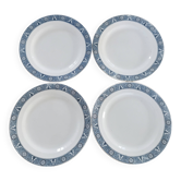 Set of 4 Vintage iron earth flat plates, old crockery