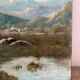 Mountain landscape stroll, oil on canvas signed Rollet.