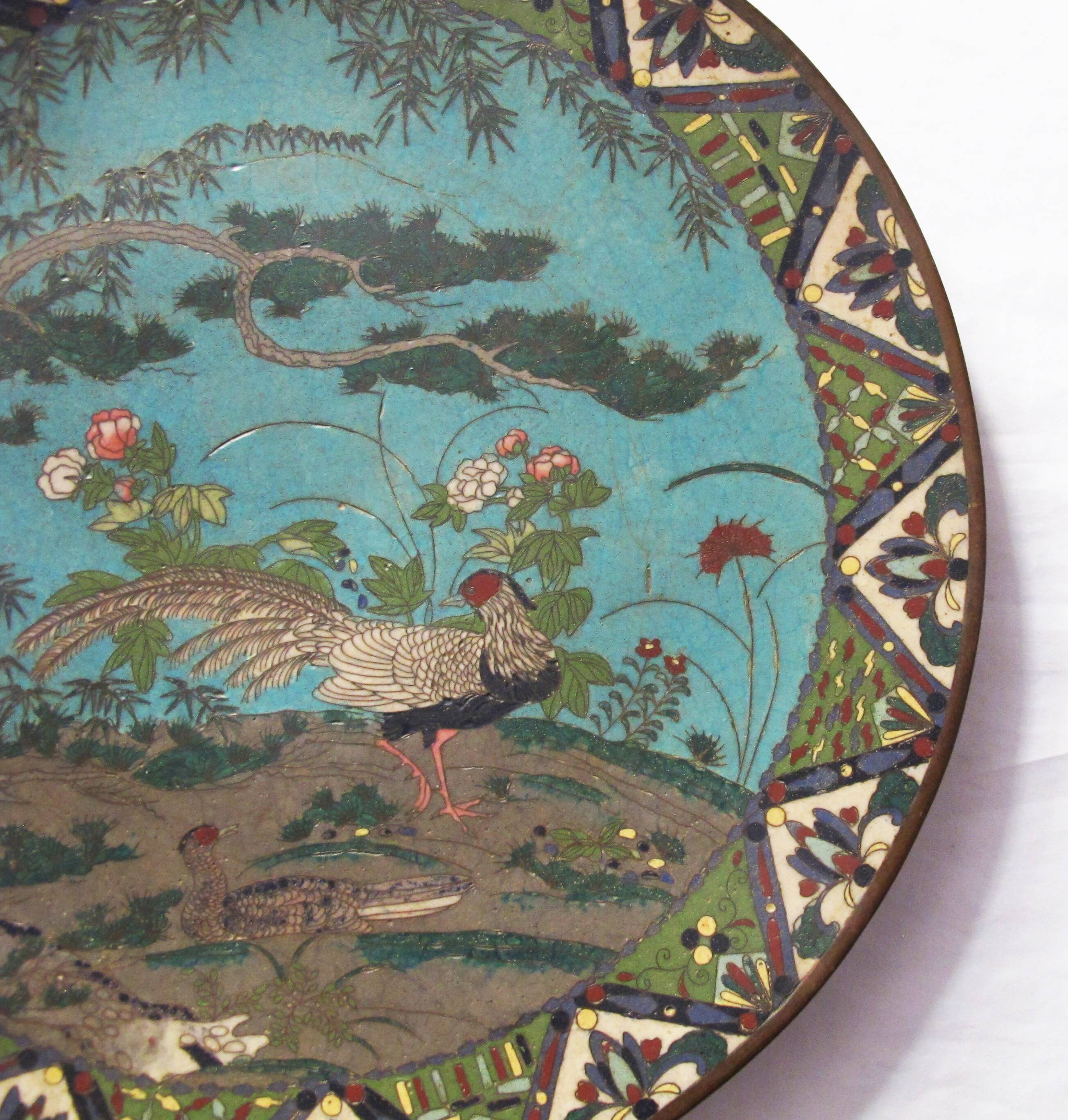 very large Chinese cloisonné enamel dish China 19th century