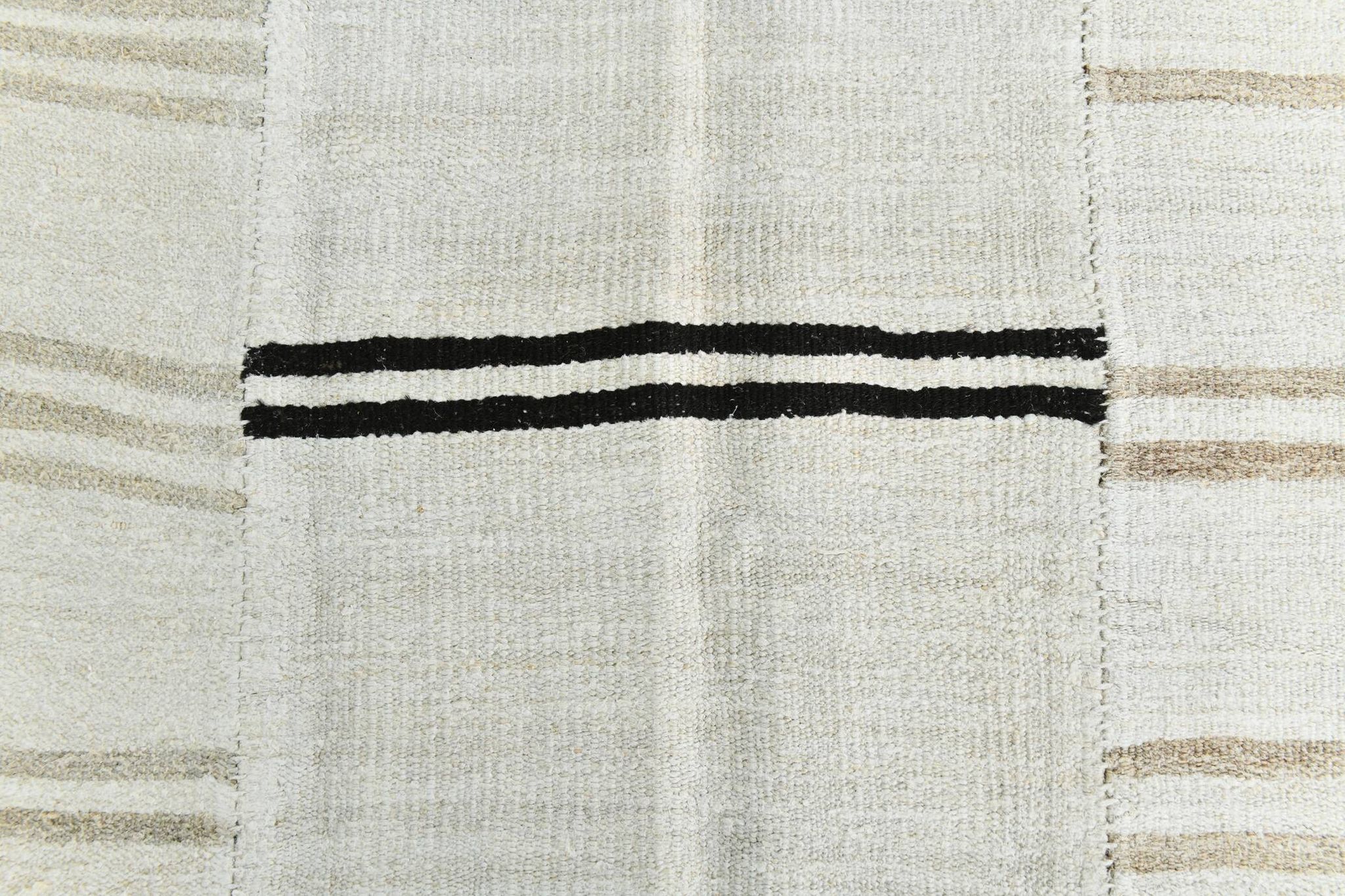 Kilim Turc Écru à Rayures, Style Scandinave, Salon et Chambre, 176x252Cm