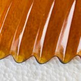 Coupe à fruits vintage en verre ambré ondulé, années 1970