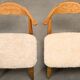 Henning Kjærnulf dining chairs set in Oak and Sheepskin, Denmark, 1960s