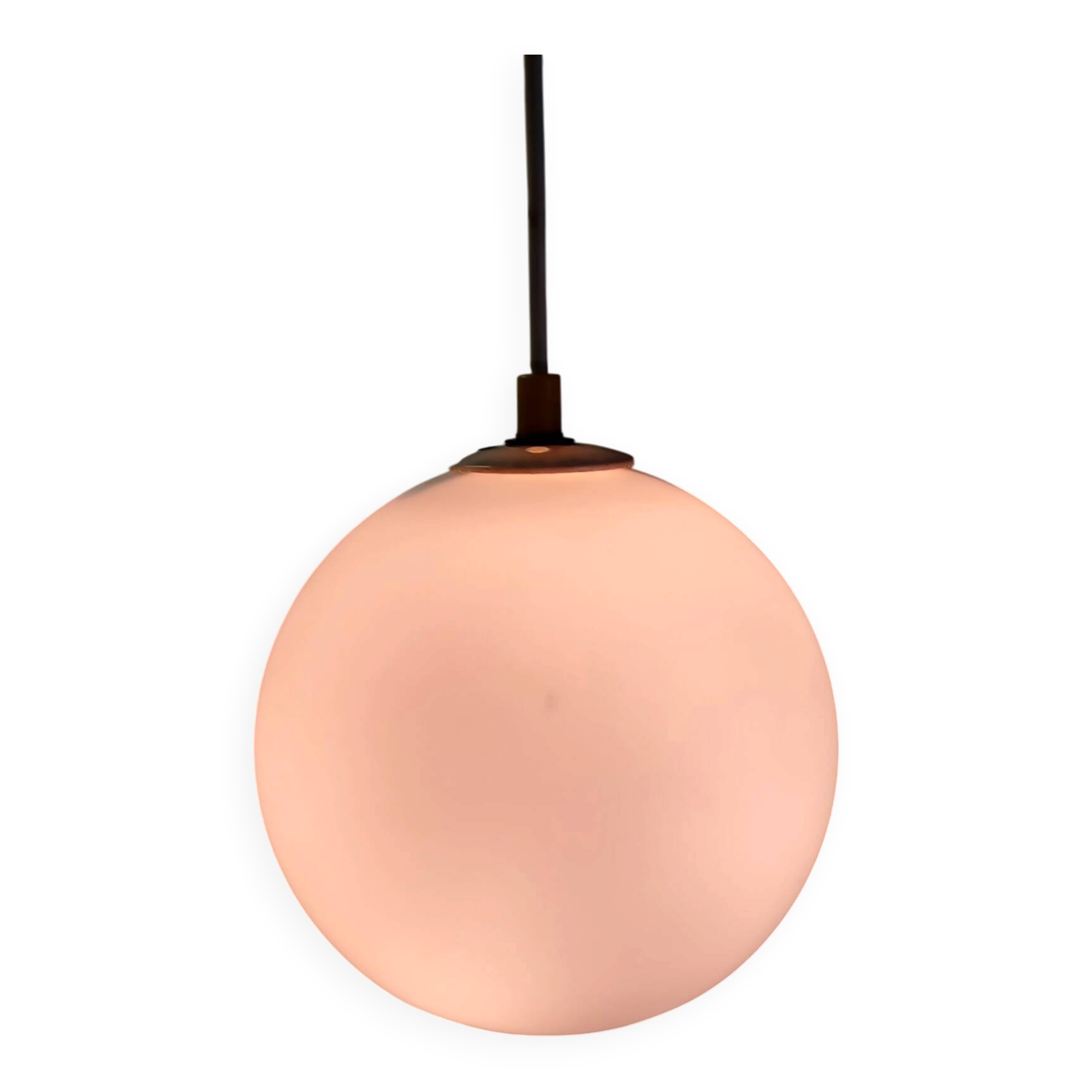 Suspension globe opaline blanche - mid. XXeme