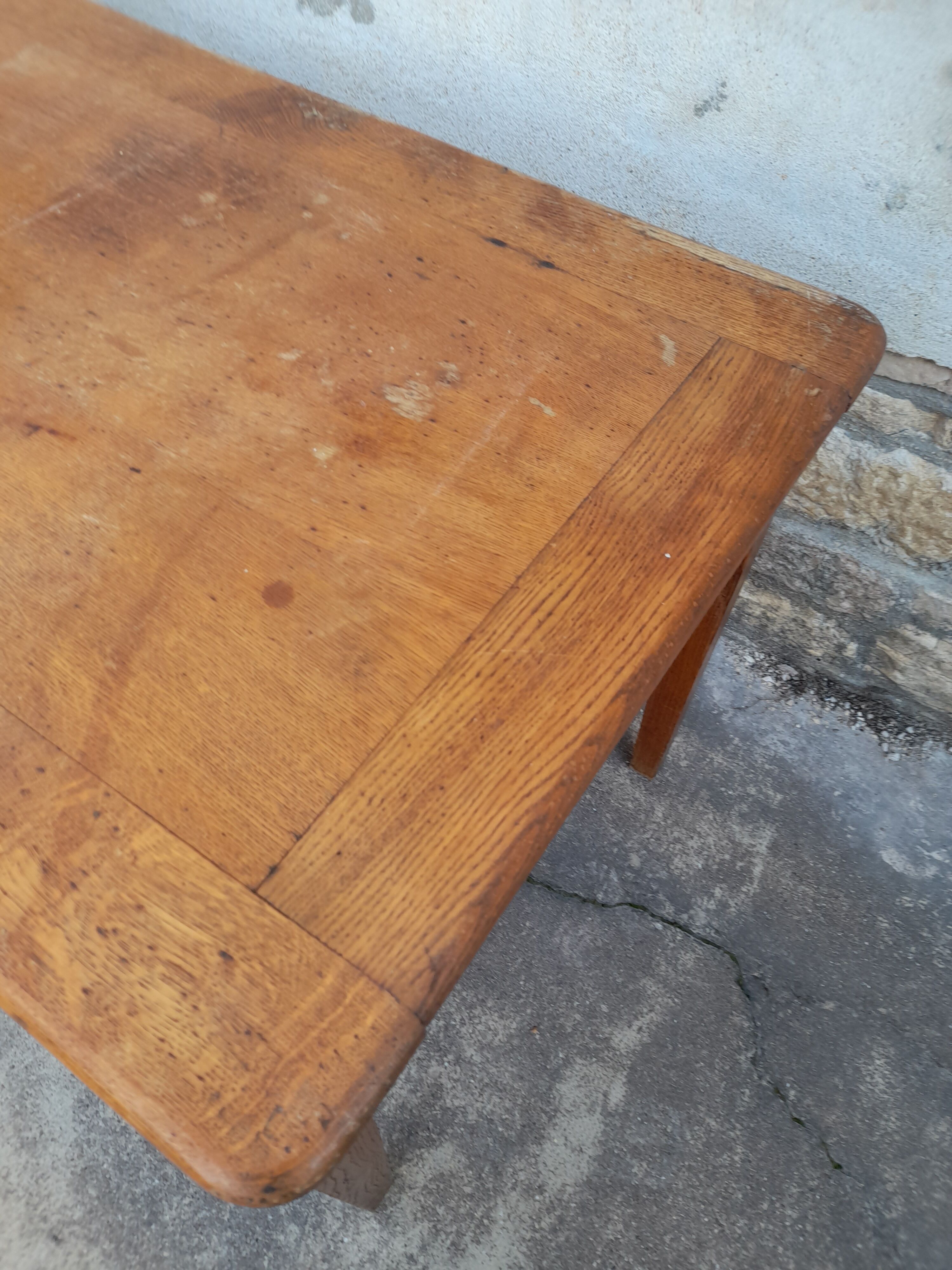 Oak desk table 1950 2 drawers -1m30