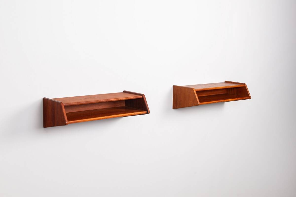 Aksel Kjersgaard floating nightstands No 24 in teak Odder Denmark 1960