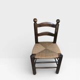 Vintage chair with a crafted backrest – Straw seat – Brocante decoration