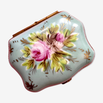 Antique porcelain pillbox floral pattern