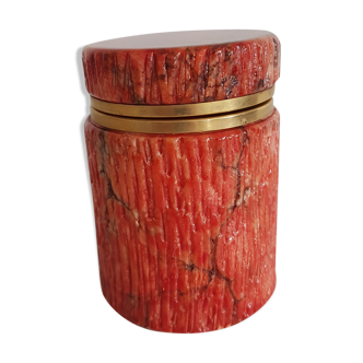 Boîte à bijoux en albâtre couleur corail
