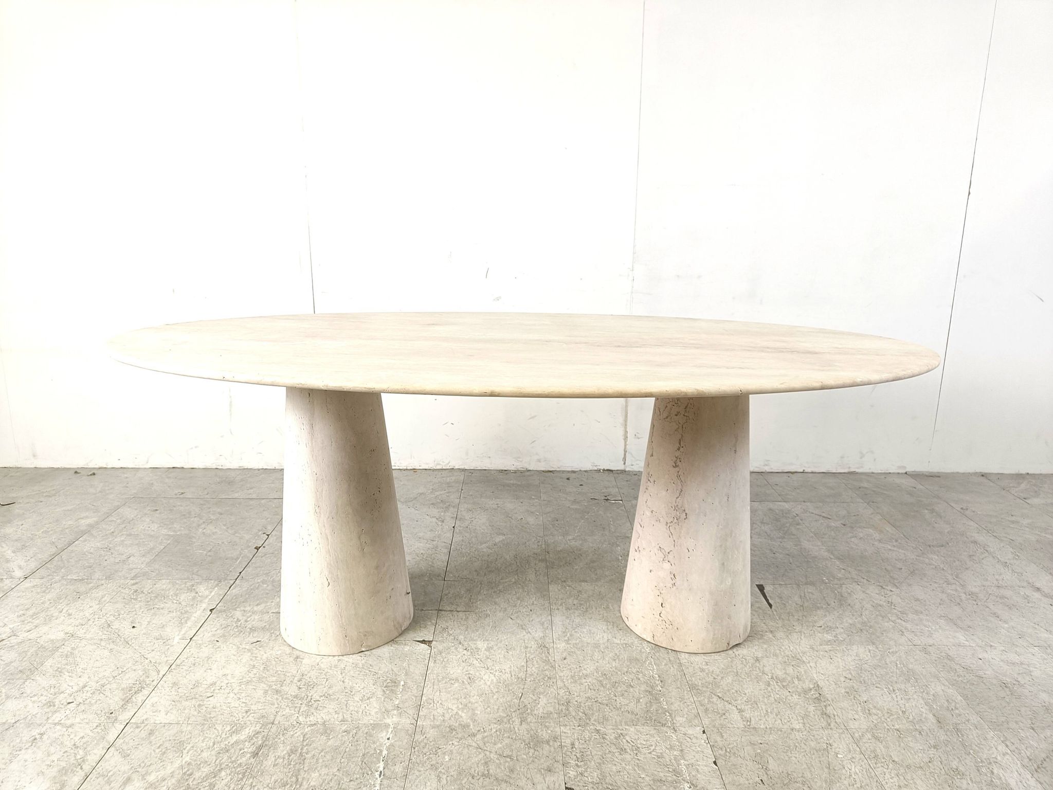 Vintage oval travertine dining table, 1970s