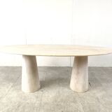 Vintage oval travertine dining table, 1970s
