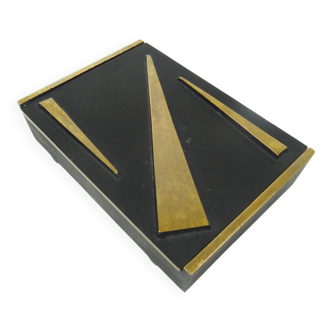 Solid bronze suprematism art deco bauhaus jewelry box signed by jacques lauterbach