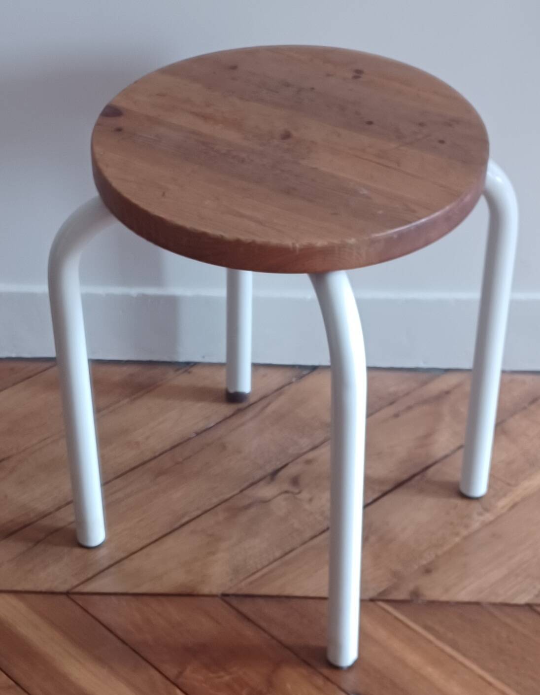 Tabouret en métal et bois, 1960-1970