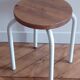 Tabouret en métal et bois, 1960-1970