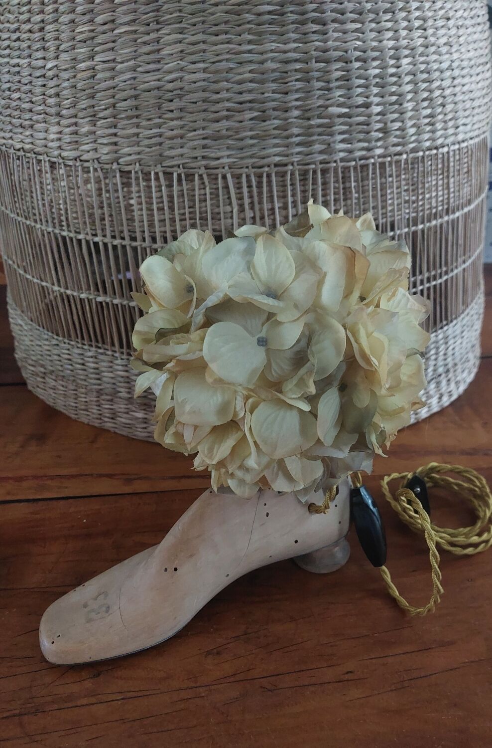 Table lamp wood shoe tree