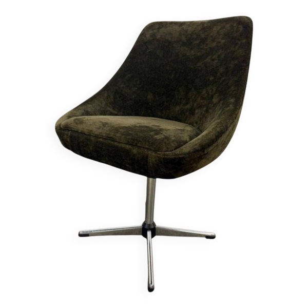 Fauteuil vintage marron sur pied étoile chromé