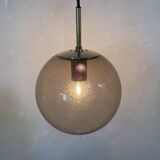 Limburg Glashütte brass smoked glass ball pendant hanging lamp , 1970s