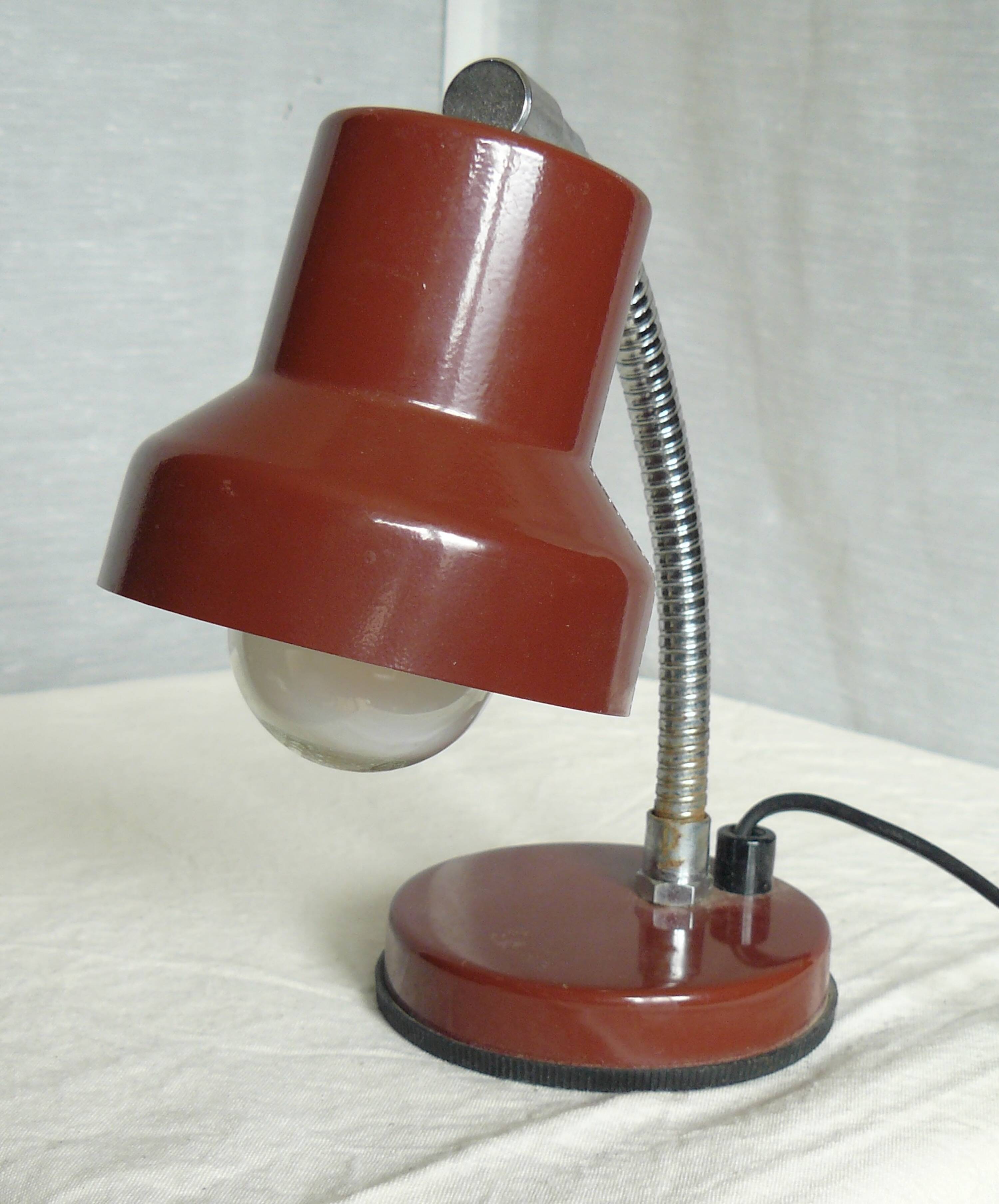 Small vintage red and chrome desk lamp 1970