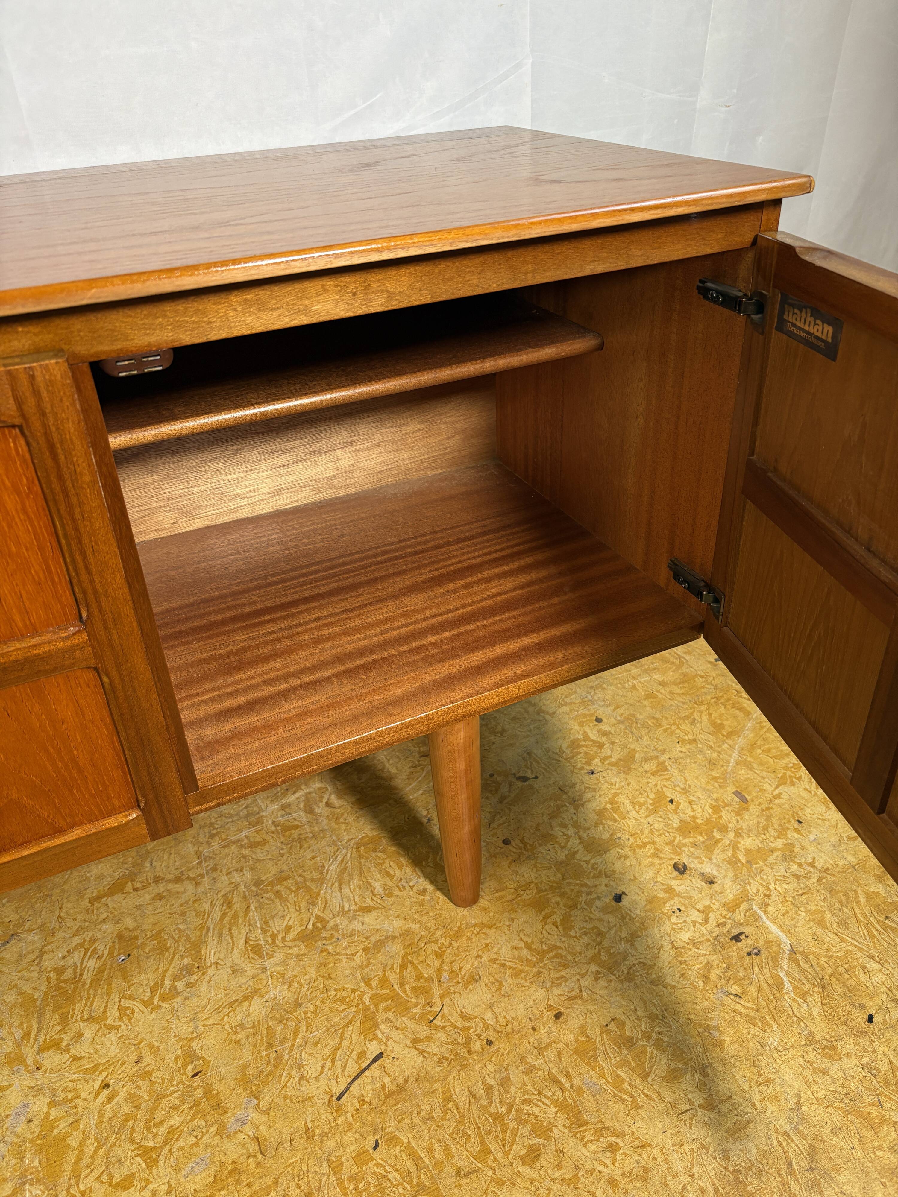 Mid Century Retro Teak Sideboard by Nathan 1960  Squares Danish Design