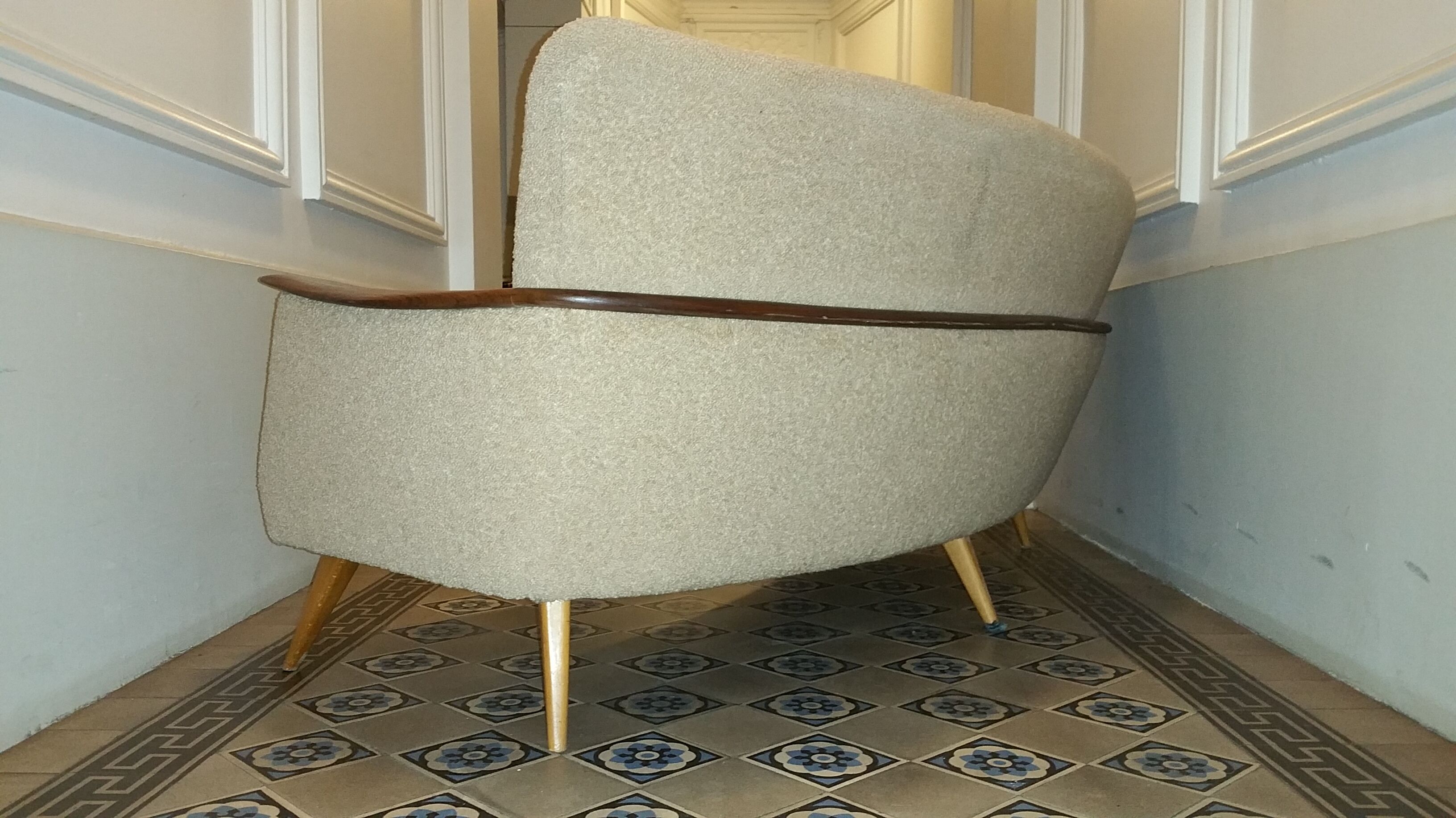 Set arc + 2 chairs 50s 60s Danish sofa good condition