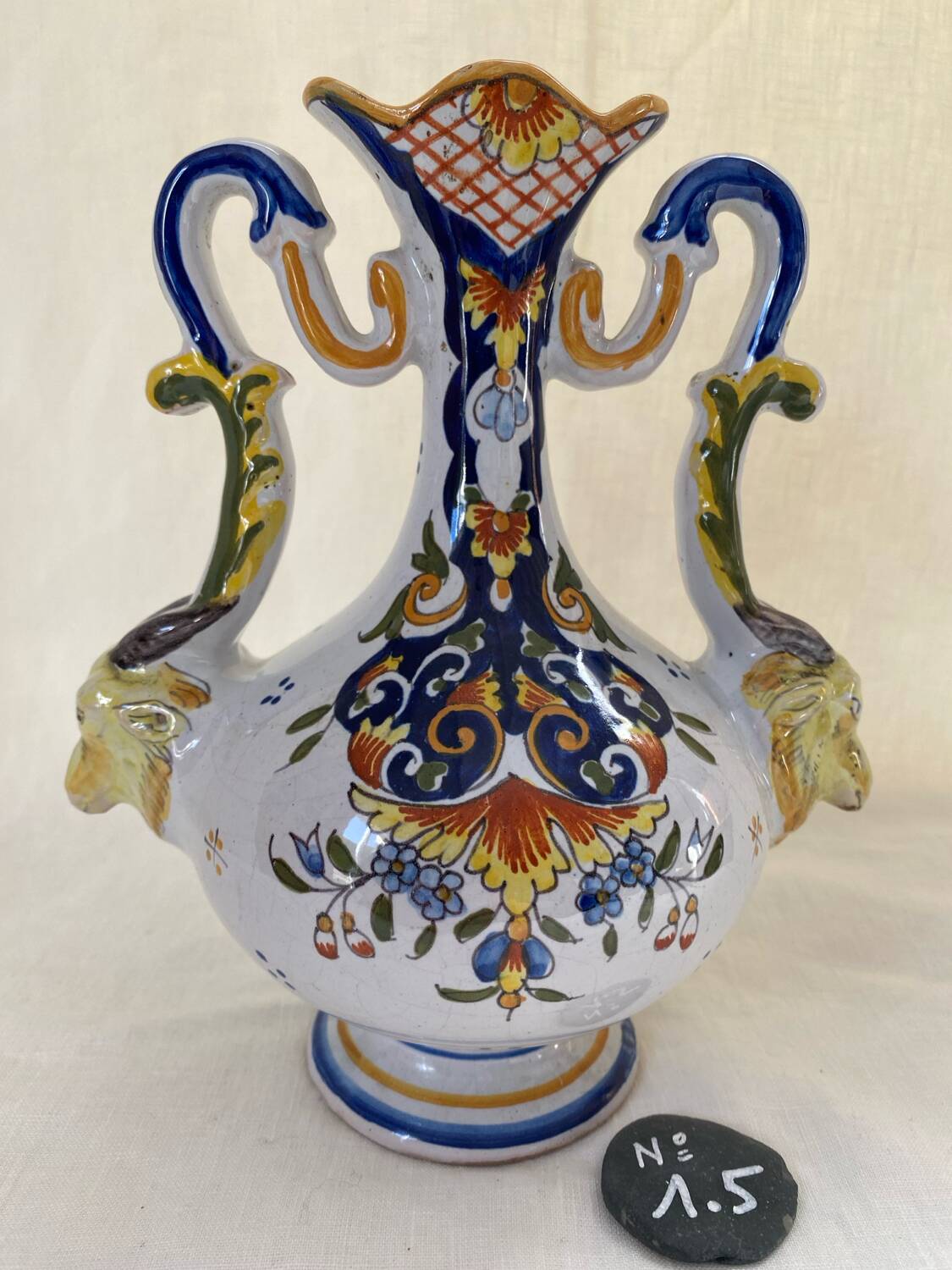 Desvres polychrome earthenware vase