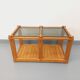Vintage rectangular coffee table in pine and smoked glass from the 70s and 80s.