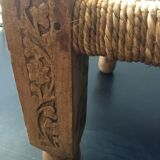 Stool rope and carved wood
