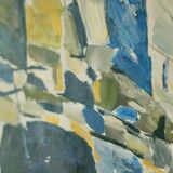 Original mid-century Swedish oil on canvas – “Abstract Composition” by Tryggve Örn – vintage & framed, 52.5 × 67 cm