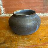 Vintage Blue-Brown Ceramic Ball Vase, Made in France