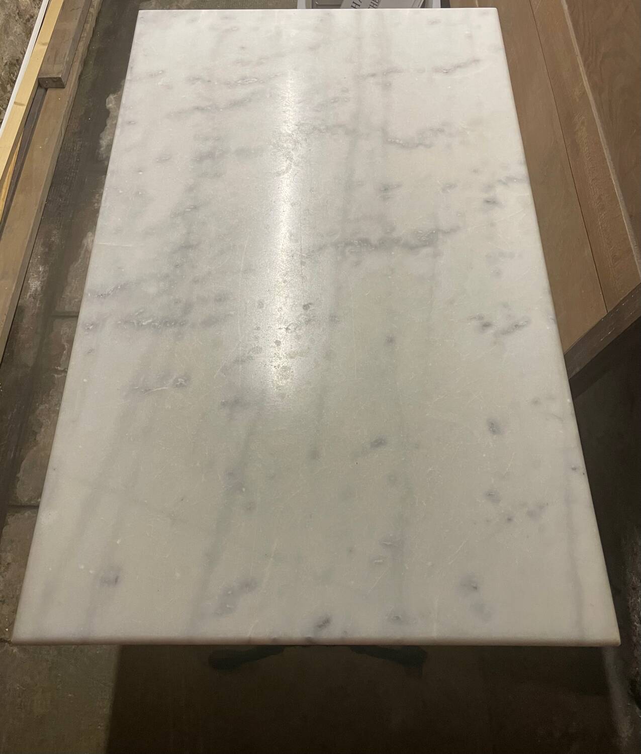 Bistro table marble top, cast iron base
