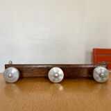 Vintage wood and aluminum patere