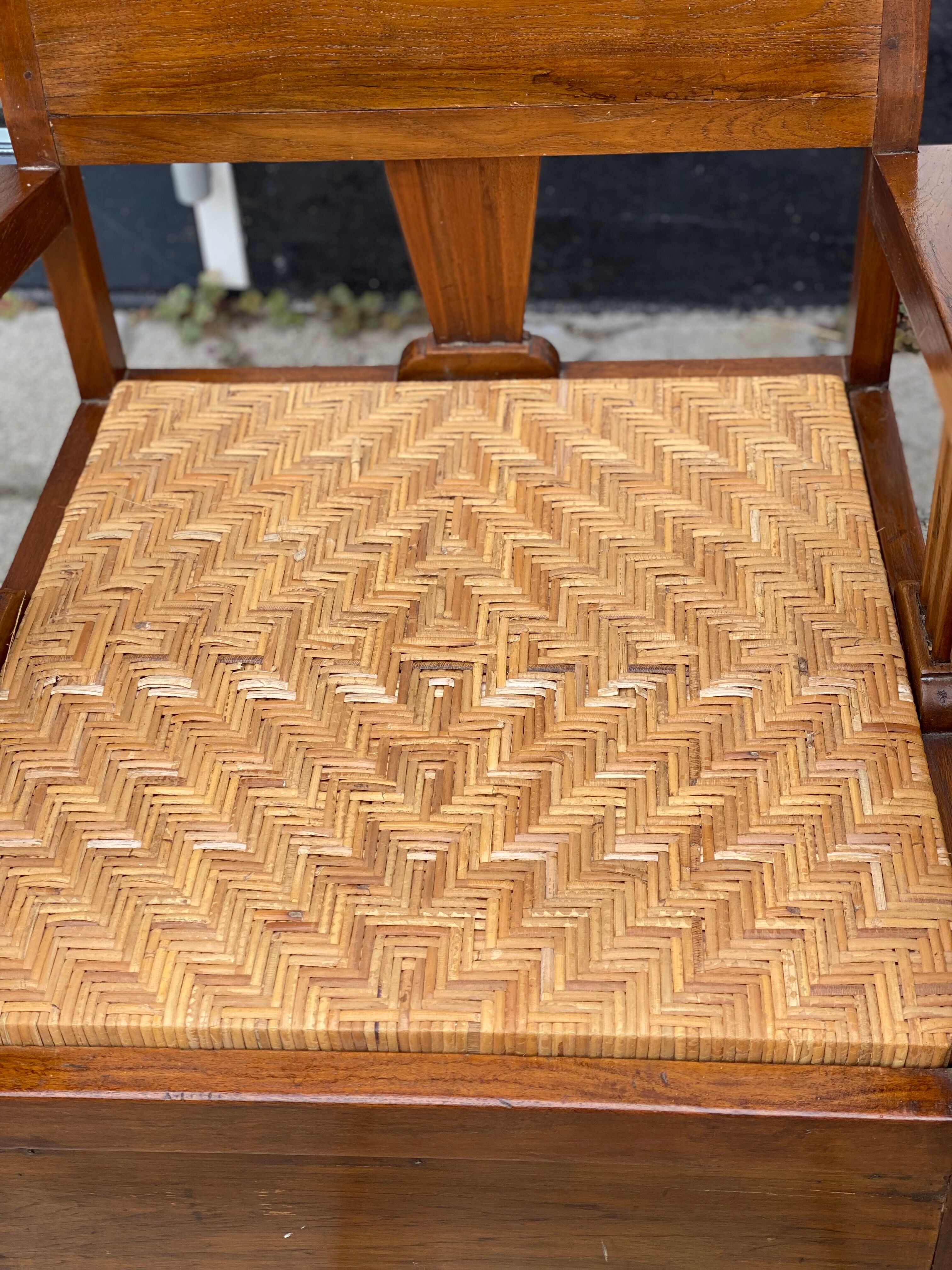 Oak Bamboo Seat Colonial Chairs