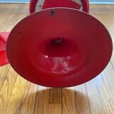 Pair of low tulip stools in red metal 1970