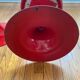 Pair of low tulip stools in red metal 1970