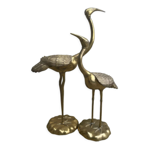 Paire de cigognes en - bronze