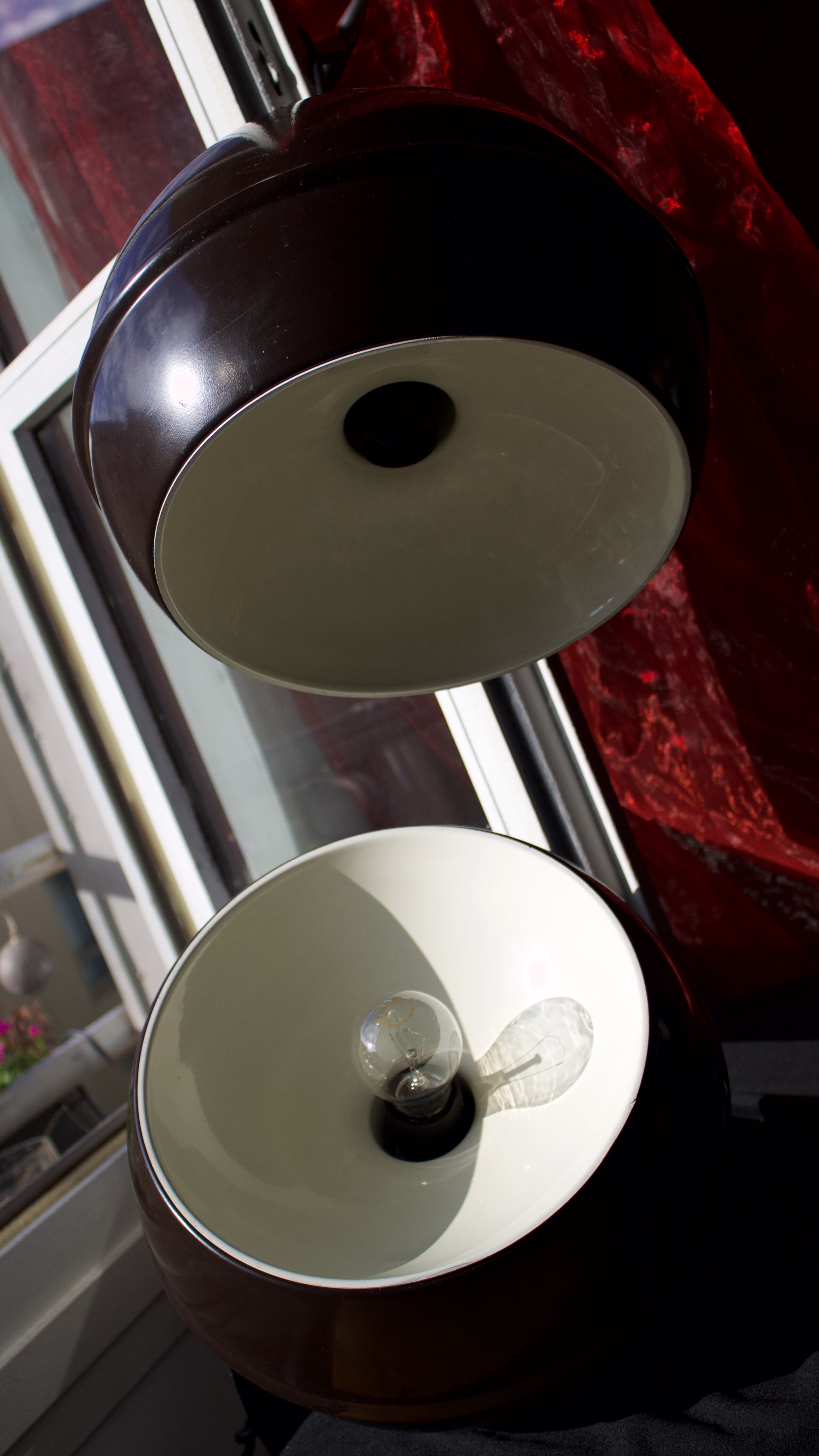 Art Deco Vintage brown and white enamelled suspension duo
