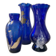 Trio de vases Art Déco bleu cobalt