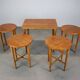 Restored mid-century folding table and stools by Poul Hundevad, Denmark, 1960s